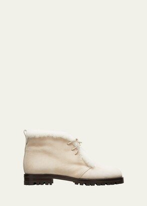 Mircus Suede Shearling Lace-Up Booties-AB