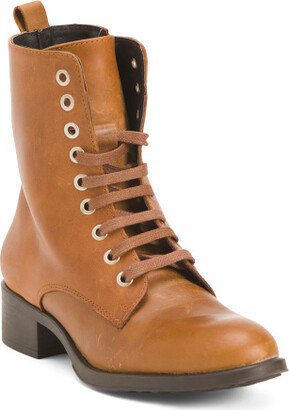 Leather Lace Up Booties for Women