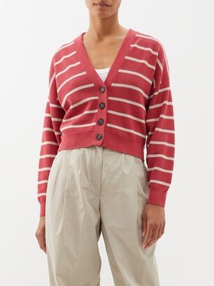 Striped Knitted-cotton V-neck Cardigan