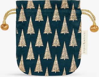 Selfridges Edit Double-drawstring Festive-pattern Cotton Gift bag