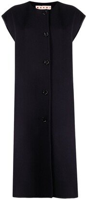 Sleeveless Button-Fastening Coat