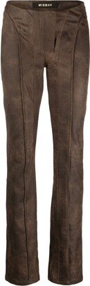 Cracked-Effect Faux-Leather Trousers