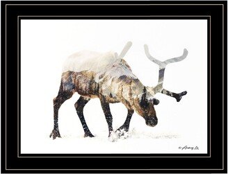 Arctic Reindeer by andreas Lie, Ready to hang Framed Print, Black Frame, 19 x 15