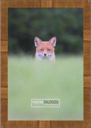 PosterPalooza 6x8 Contemporary Honey Pecan Complete Wood Picture Frame with UV Acrylic, Foam Board Backing, & Hardware