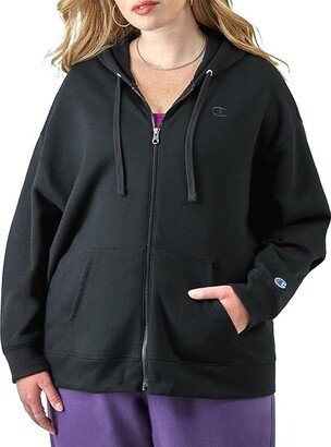 Plus Size Powerblend Full Zip Hoodie (Black) Women's Clothing