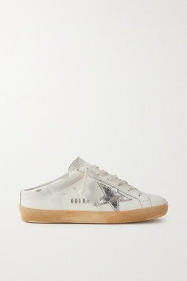 Superstar Sabot Distressed Leather Slip-on Sneakers - White