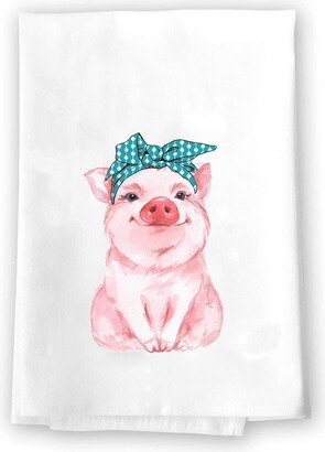 Teal Bandana Pig | Kitchen & Bath Hand Towels Country Rustic Handmade Decorations Cute Farmhouse