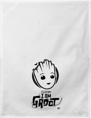 I Am Groot Disney+ Black And White Baby Groot White Dish Towel