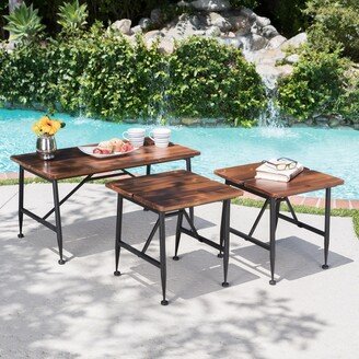 Ocala Outdoor Industrial Acacia Wood 3-piece Table Set