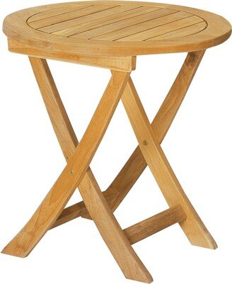 Curated Maison Perryn Round Teak Outdoor Side Folding Table - 18.9 x 19.7 x 18.9