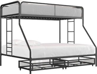 Twin Over Full Jeremy Kids' Bunk Bed with Storage Drawers Black - Room & Joy