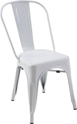 Gene 25 Inch Classic Outdoor Dining Side Chair, Bright White Metal Frame