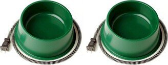 Farm Innovators Inc Farm Innovators QT-1 1 Quart Electric Heated Pet Water Bowl with Thermostatic Control and Anti Chew Cord Protector, 25 Watt, Green (2 Pack)