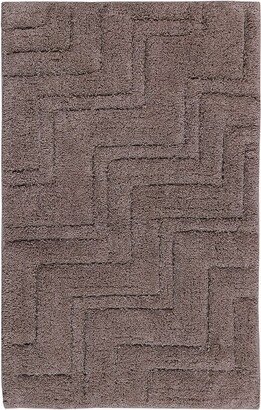 Zig Zag Pattern Cotton Non-Skid Back Bath Rug 24 x 40 Stone by Castle Hill London