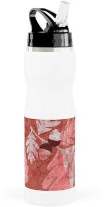 Photo Water Bottles: Oak Forest - Red Stainless Steel Water Bottle With Straw, 25Oz, With Straw, Red