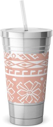 Travel Mugs: Grand Bazaar - Blush Pink Stainless Tumbler With Straw, 18Oz, Pink