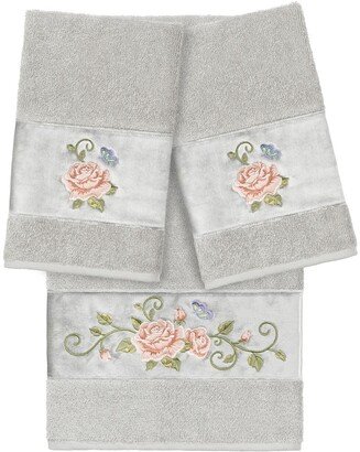 Light Gray Rebecca 3-Piece Embellished Towel Set