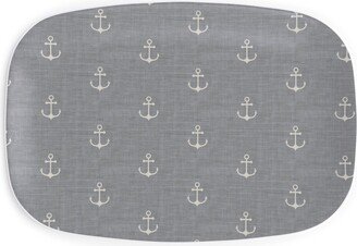 Serving Platters: Anchor - Ivory On Light Grey Texture Serving Platter, Gray