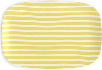 Serving Platters: Wonky Stripe - Sunny Serving Platter, Yellow