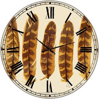 Designart Five Pheasant Feathers Large Cottage Wall Clock - 36 x 36