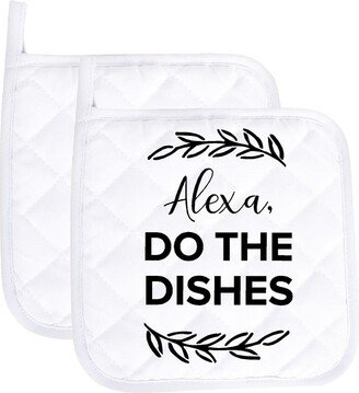 Alexa Do The Dishes Funny Potholder Oven Mitts Cute Pair Kitchen Gloves Cooking Baking Grilling Non Slip Cotton