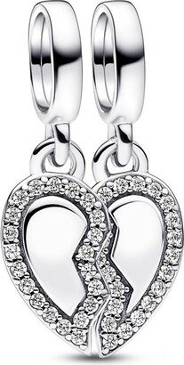 Cubic Zirconia Friends Splitable Heart Dangle Charm