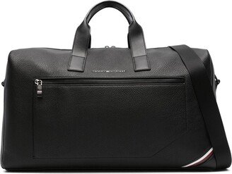 Logo-Lettering Pebbled Leather Holdall