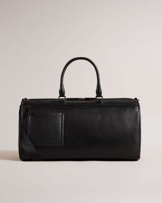 Textured Leather Holdall in Black