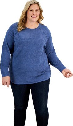 Plus Size Cotton Curve-Hem Sweater, Created for Macy's