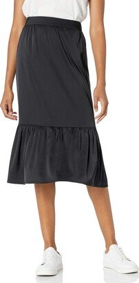 Women's Jerry Wide Hem Elastic Back Silky Stretch Pull-On Midi Skirt
