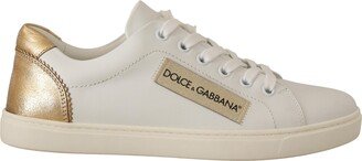 White Gold Leather Low Top Women's Sneakers