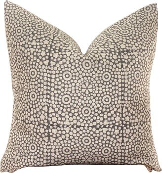 Rowan Natural Beige With Charcoal Dot Pattern Decorative Pillow Cover, & Linen