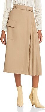 Wrap Half Pleat Midi Skirt