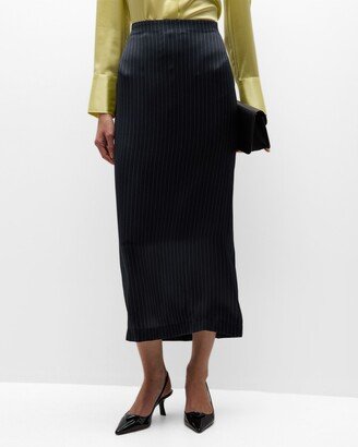 Slim Midi Pinstripe Pencil Skirt-AA