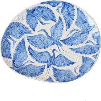 Rosanna Corfe Herons Organic Contemporary Platter Plate Tray - Blue