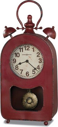 Curata Ruthie Distressed Antiqued Red Metal Quartz Mantel Clock with Faux Bells