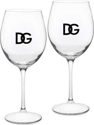 Logo-Print Set Of Two Wine Glasses