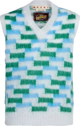 V-neck intarsia-knit sweater vest