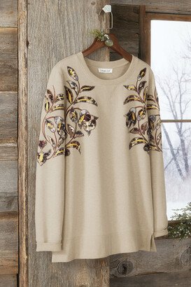Women's Botanical Art Sweatshirt - Oatmeal - PS - Petite Size