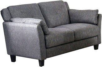 Fabric Upholstered Loveseat in Gray Finish