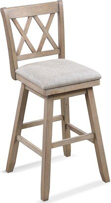 Home 2 Office Linen & Wood Counter Height Bar Stool