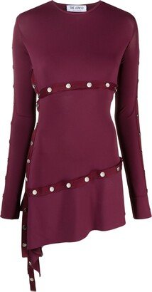 Button-Embellished Asymmetric Minidress