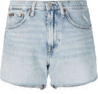 High-Waisted Distressed Denim Shorts