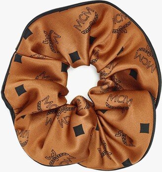 Monogram Print Silk Scrunchie