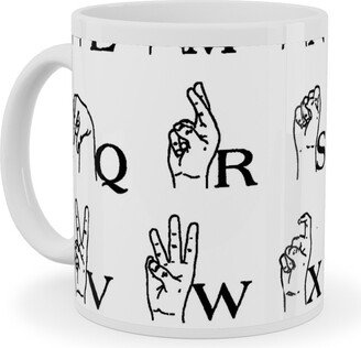 Mugs: Sign Language Alphabet Ceramic Mug, White, 11Oz, White