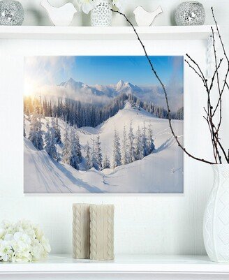 Designart 'Winter Mountains Panorama' Photography Metal Wall Art - 20 X 12