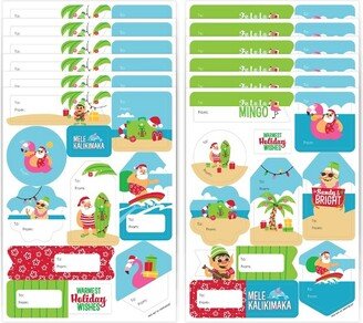 Big Dot of Happiness Tropical Christmas - Assorted Beach Santa Holiday Party Gift Tag Labels - To and From Stickers - 12 Sheets - 120 Stickers