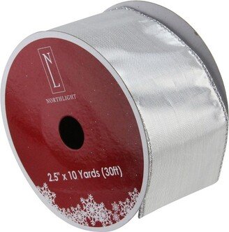 Northlight Pack of 12 Silver Solid Christmas Wired Craft Ribbon 2.5