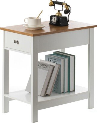 White Side Table With Drawer For Entryway, Living room, or Bedroom