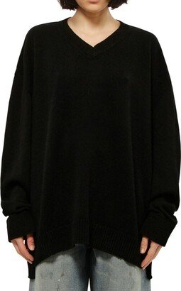 Elbow-Patch V-Neck Jumper